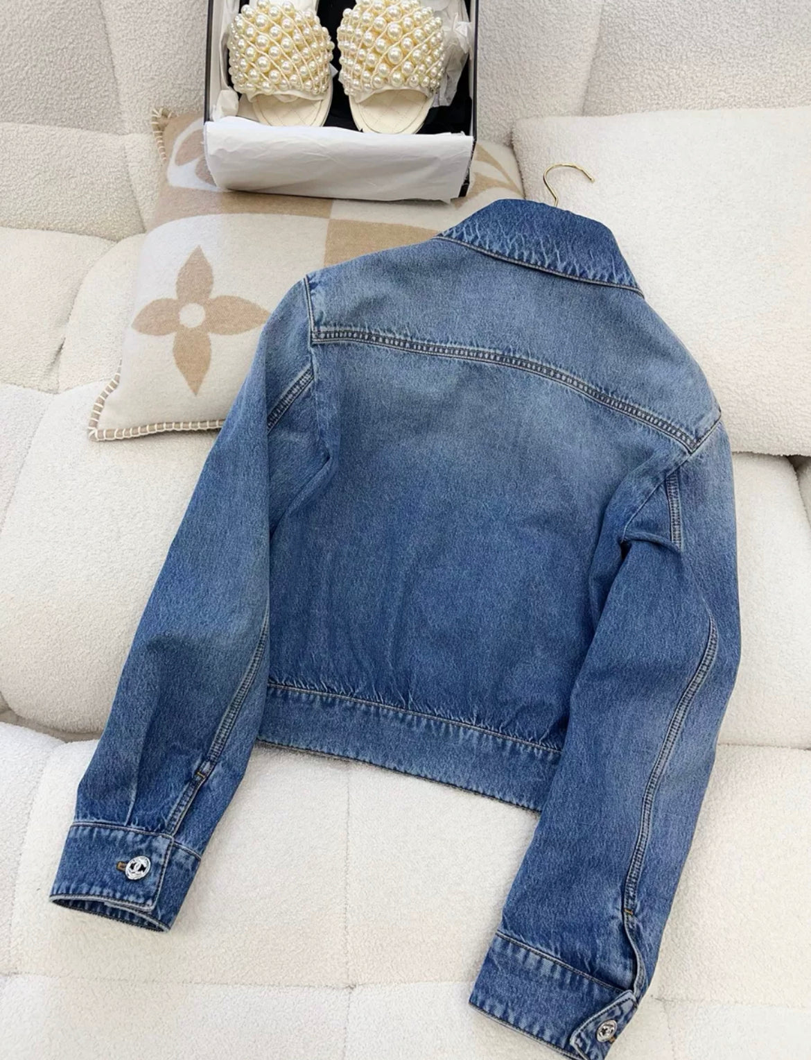 Chanel 24P Blue Denim Jacket with CC Pockets size 36