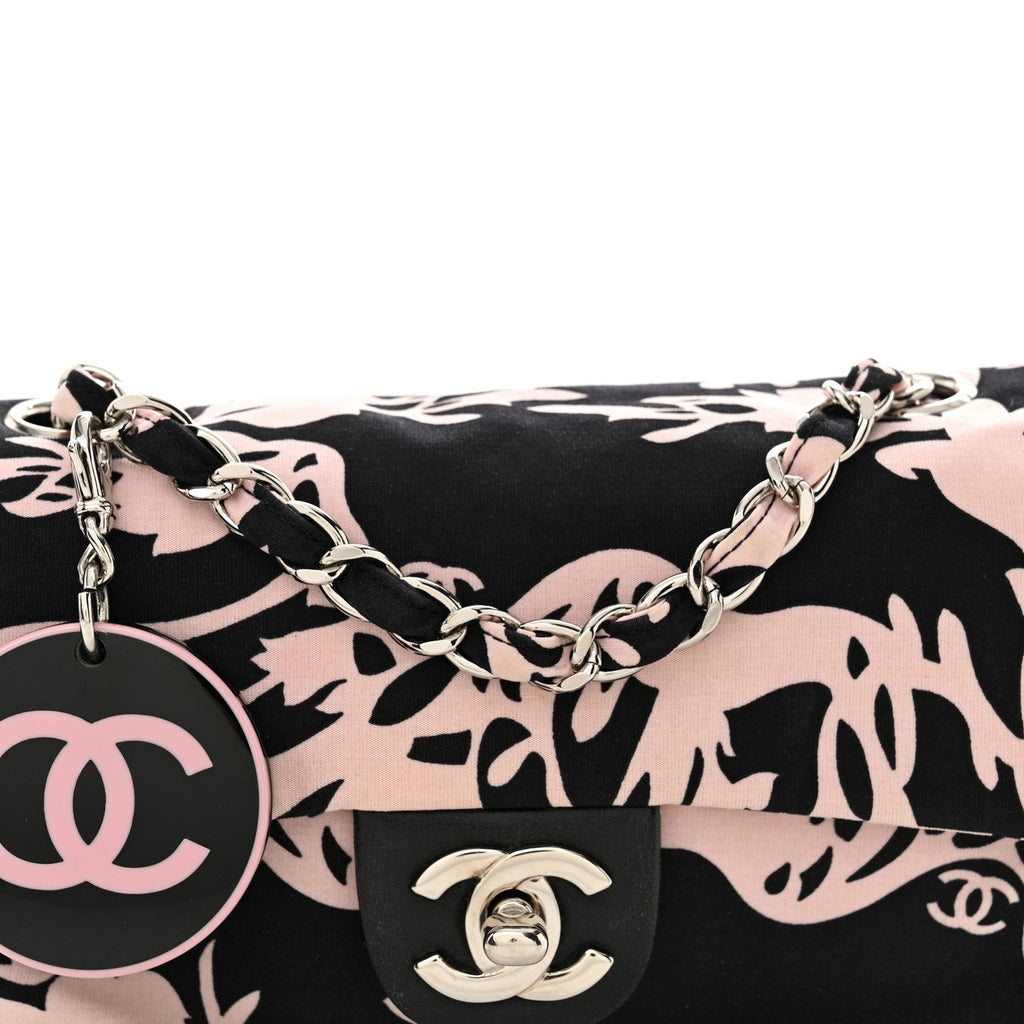 Printed Fabric Mini Rectangular Flap Black Pink