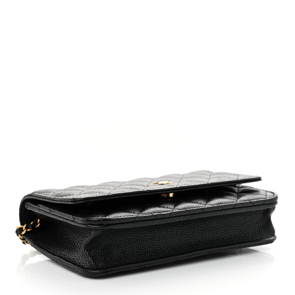 Caviar Quilted Wallet On Chain WOC Black