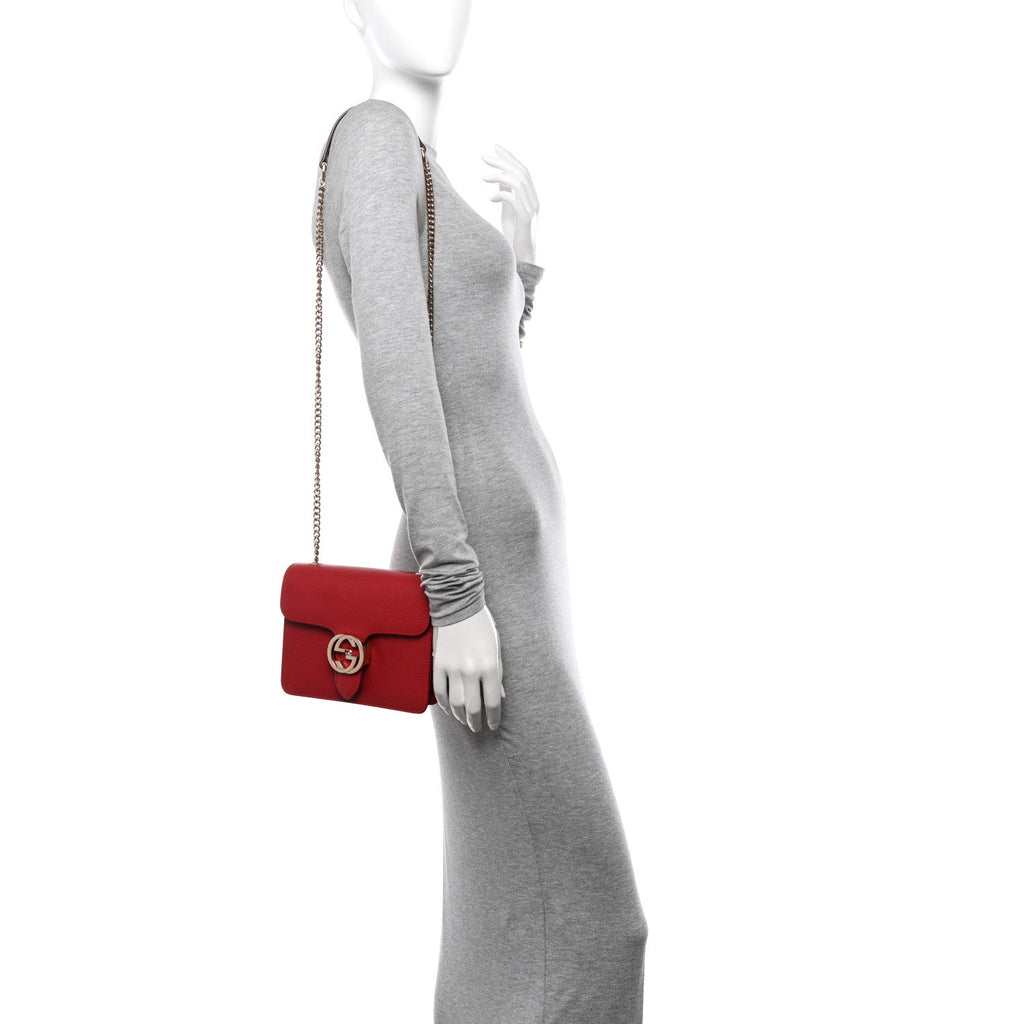 Dollar Calfskin Small Interlocking G Shoulder Bag Red