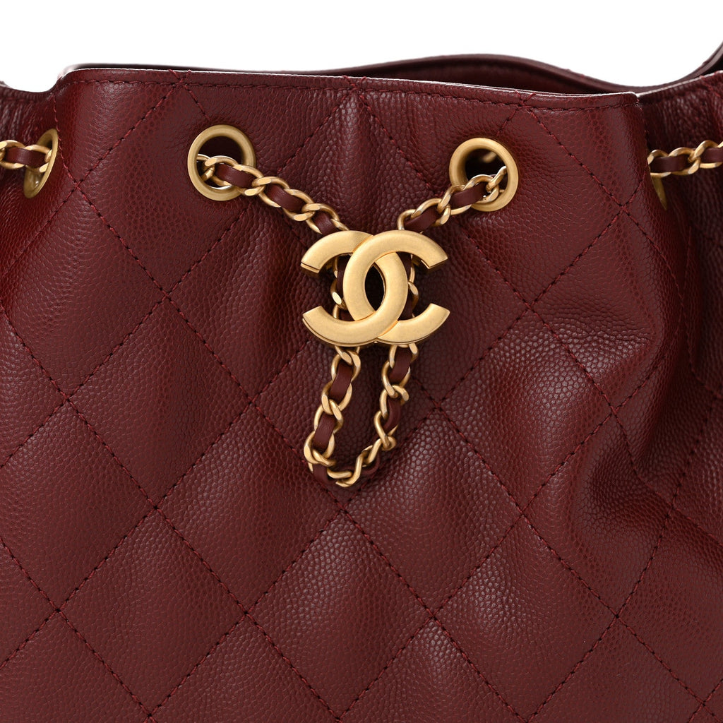 Caviar Quilted Small Chanel 25 Handbag Burgundy