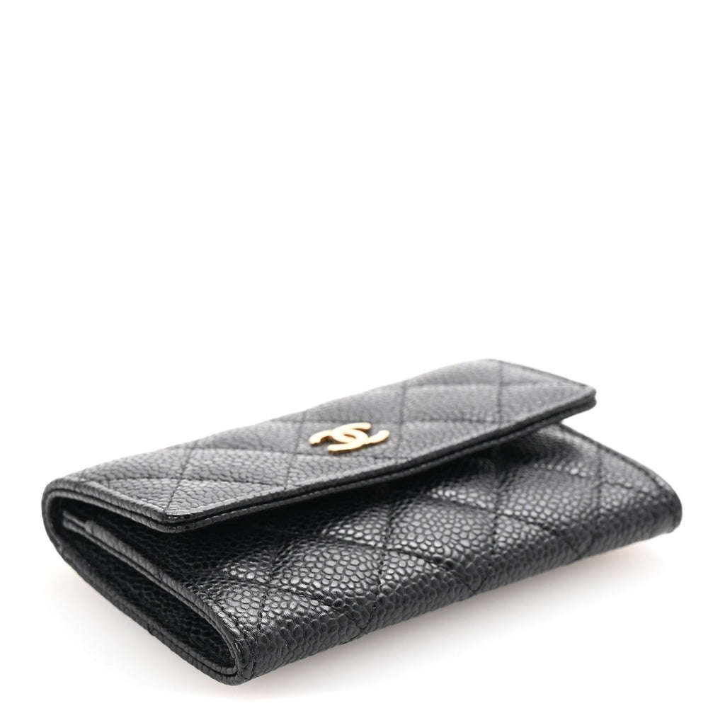 Caviar Quilted Flap  Holder Black