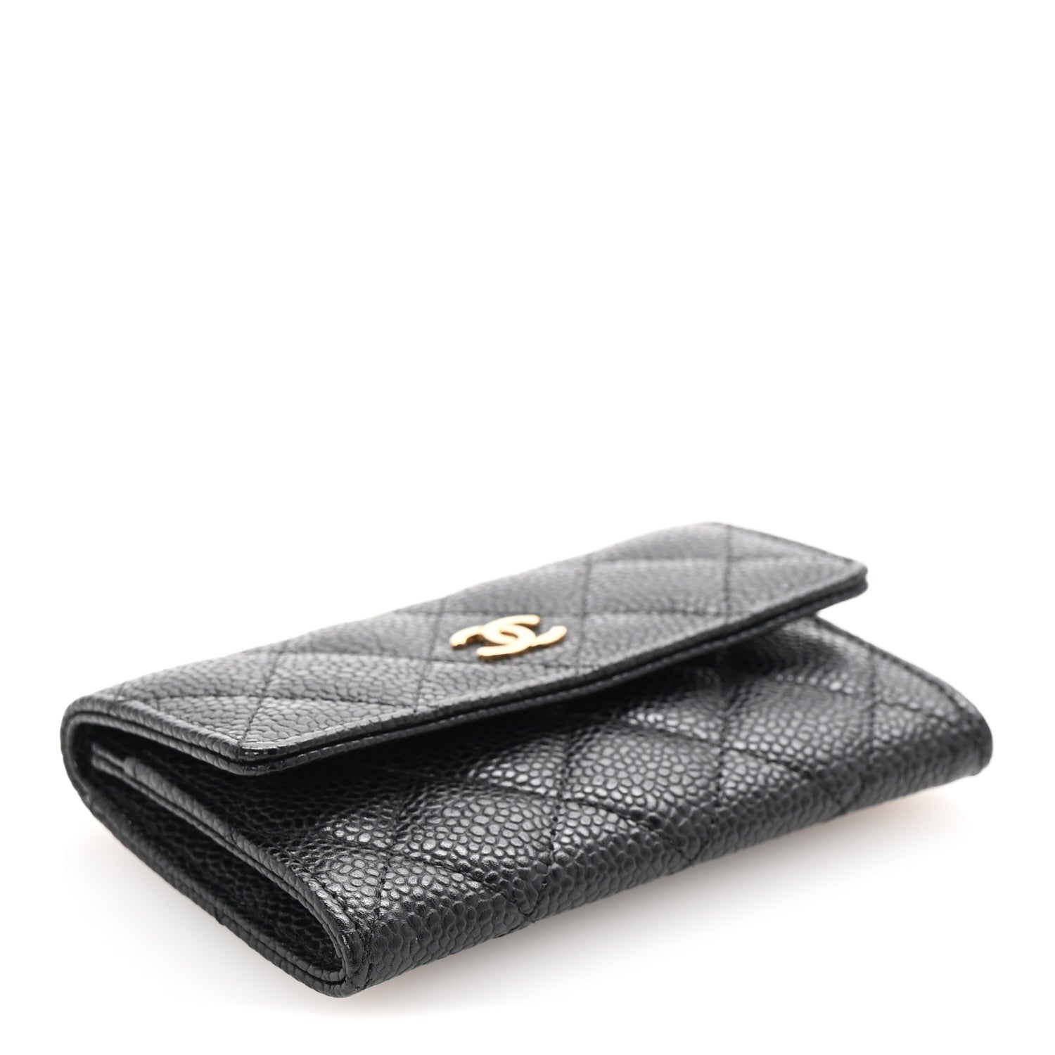 Caviar Quilted Flap  Holder Black