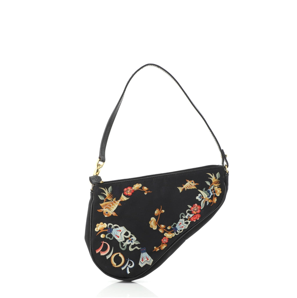 Vintage Saddle Bag Embroidered Satin Mini