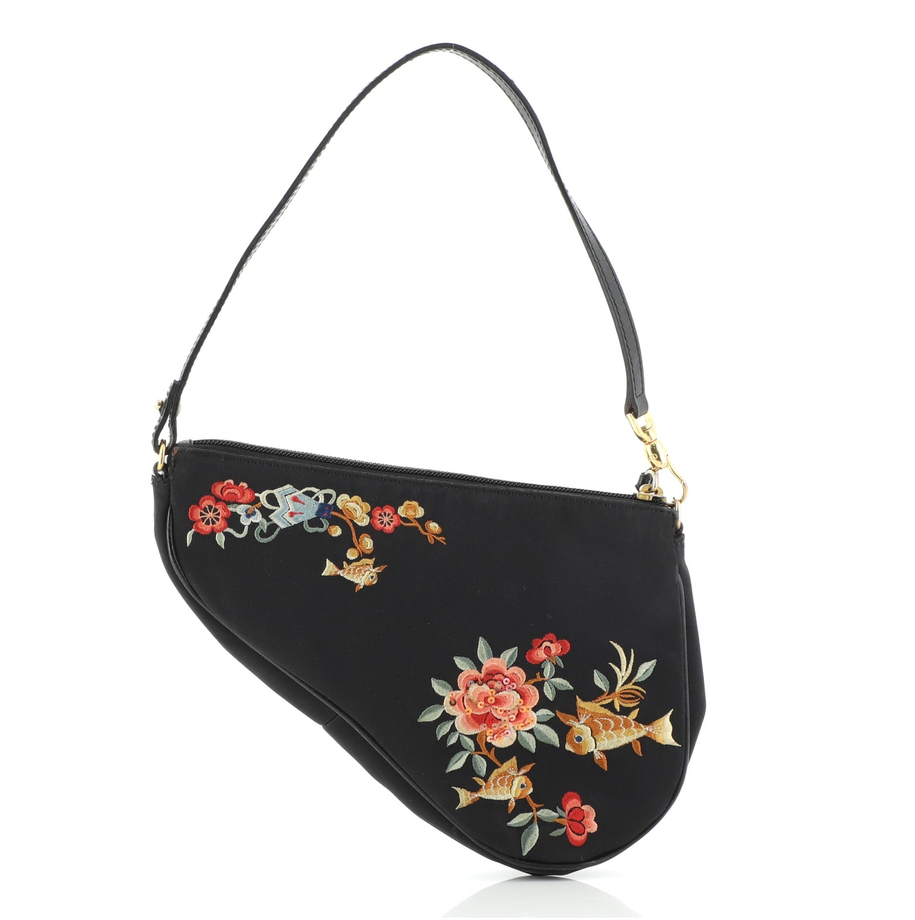 Vintage Saddle Bag Embroidered Satin Mini