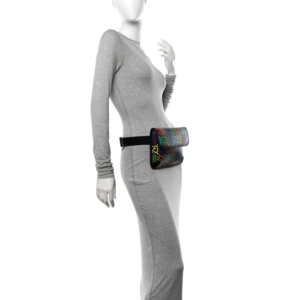 GG Supreme Monogram Psychedelic Slim Belt Bag Black