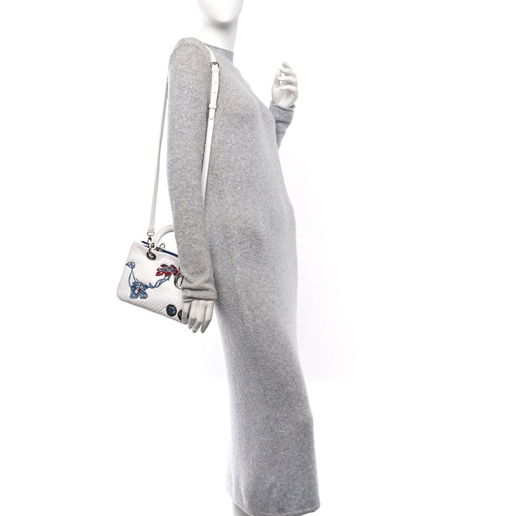 Bullcalf Microcannage Sequin Small Diorissimo Tote White