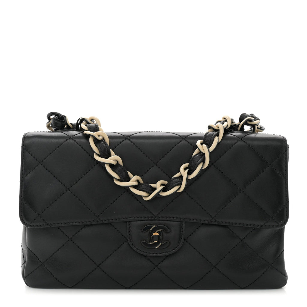 Lambskin Bekko Resin Medium Single Flap Black