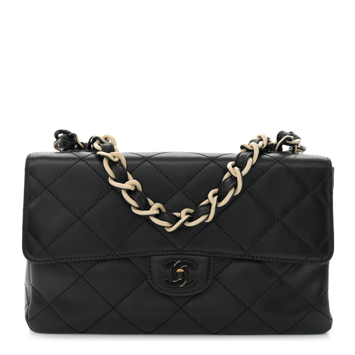 Lambskin Bekko Resin Medium Single Flap Black