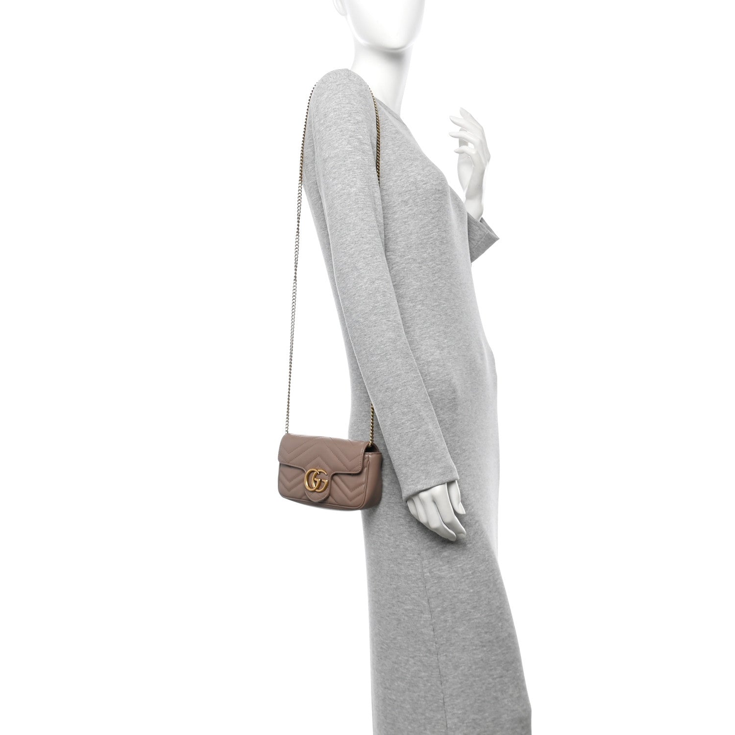 Calfskin Matelasse Super Mini GG Marmont Shoulder Bag Porcelain Rose