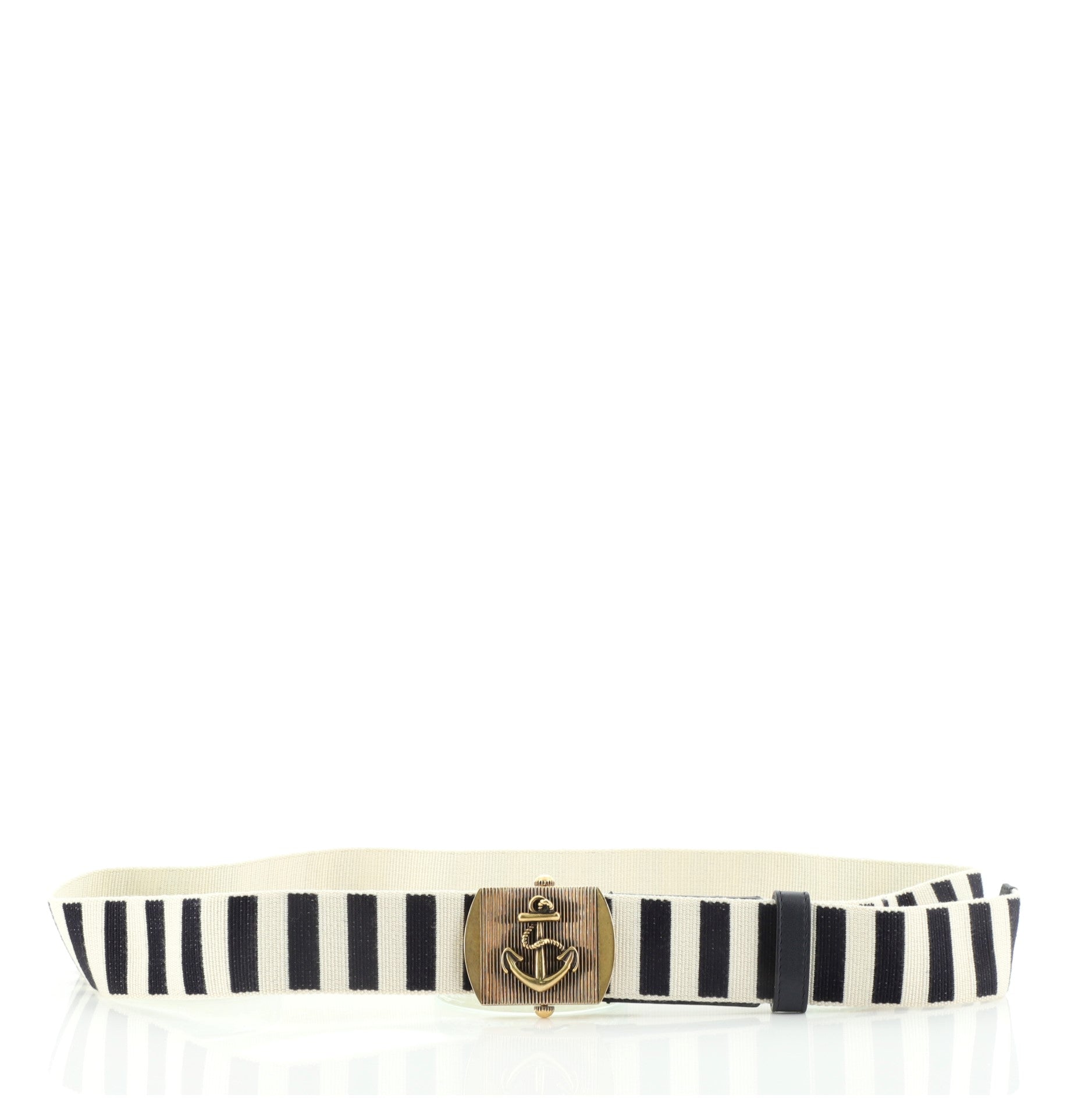 Anchor Buckle Belt Striped Fabric Medium 95