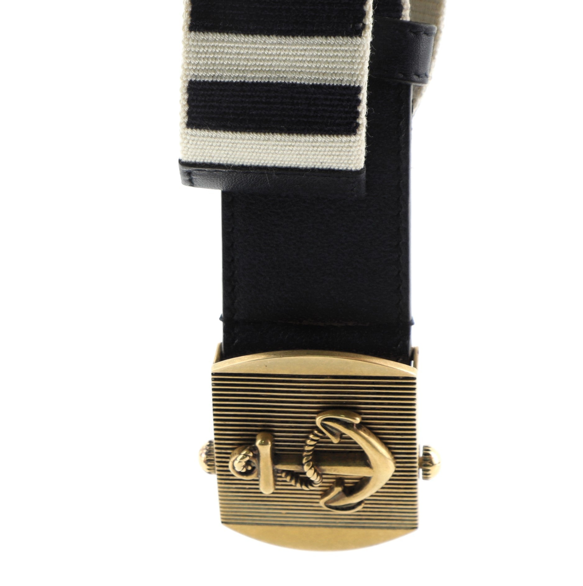Anchor Buckle Belt Striped Fabric Medium 105