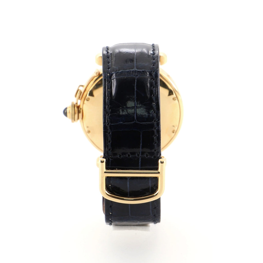 Pasha Moonphase Date Quartz Watch Yellow Gold and Crocodile 38