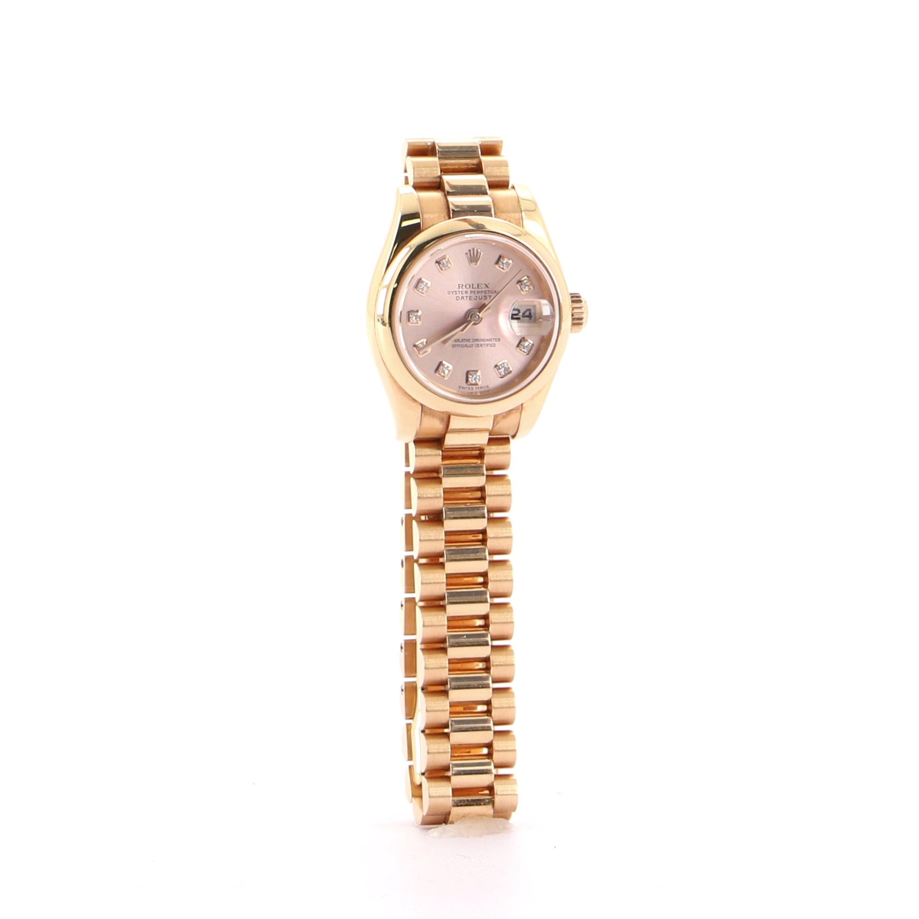 Oyster Perpetual Datejust Automatic Watch Rose Gold with Diamond Markers 26