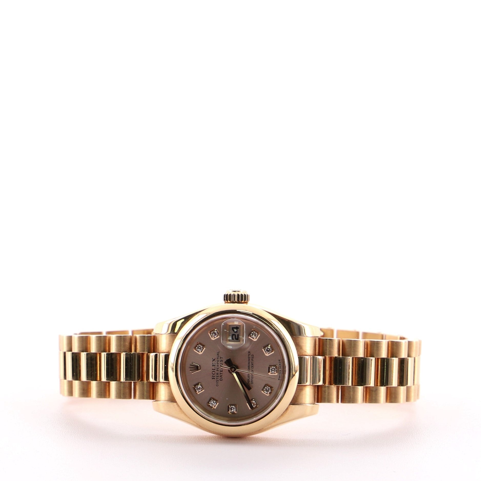 Oyster Perpetual Datejust Automatic Watch Rose Gold with Diamond Markers 26