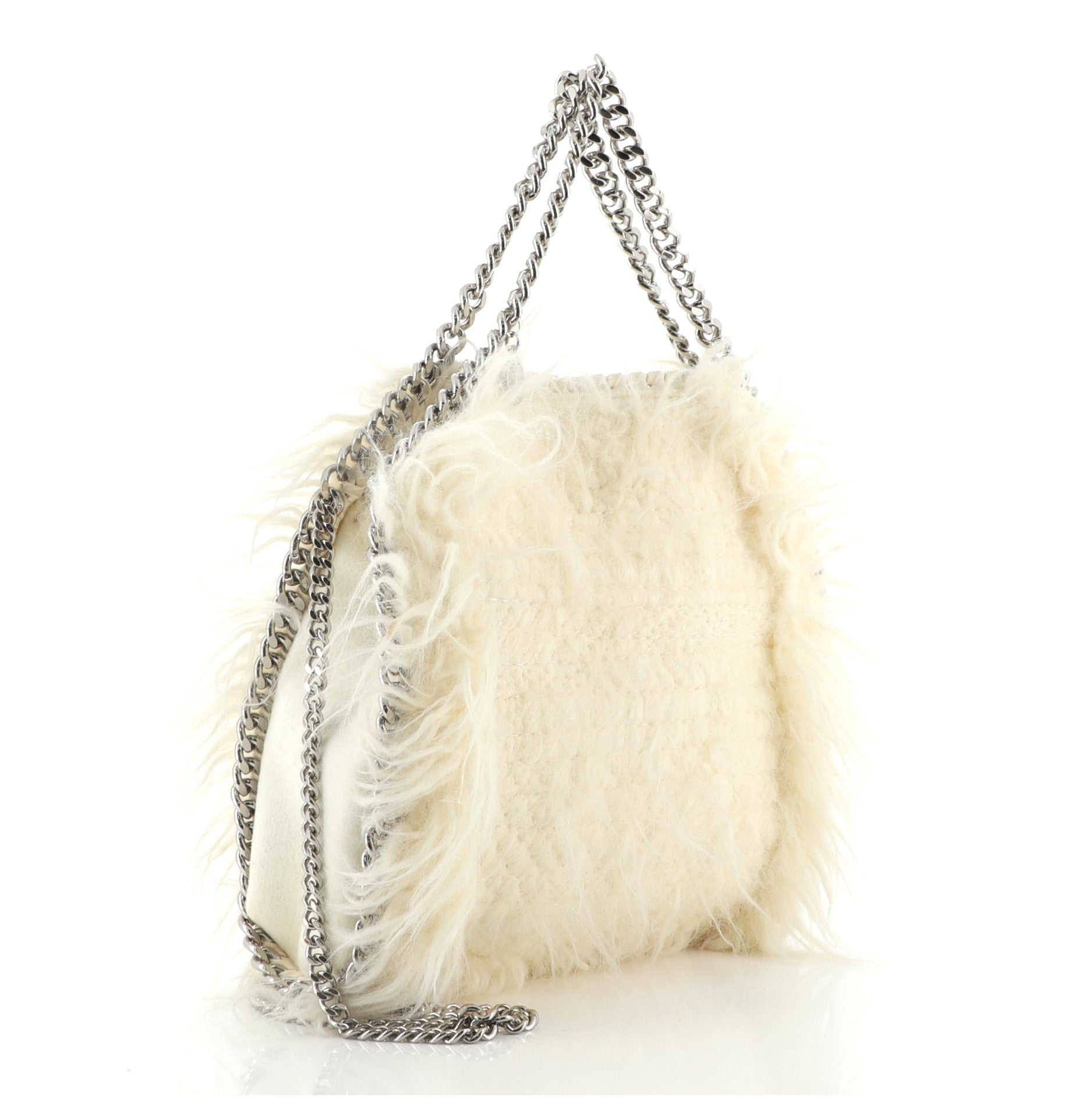 Falabella Fold Over Crossbody Bag Woven Faux Fur Mini