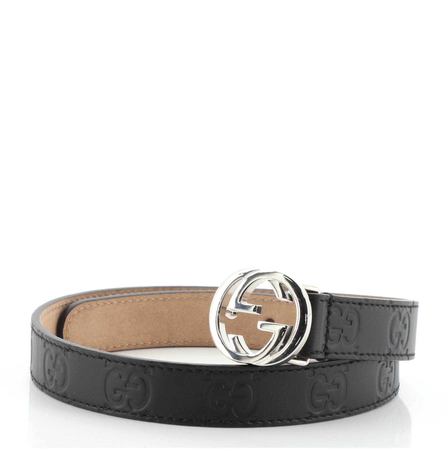 Kid's Interlocking G Belt Guccissima Leather Thin 55