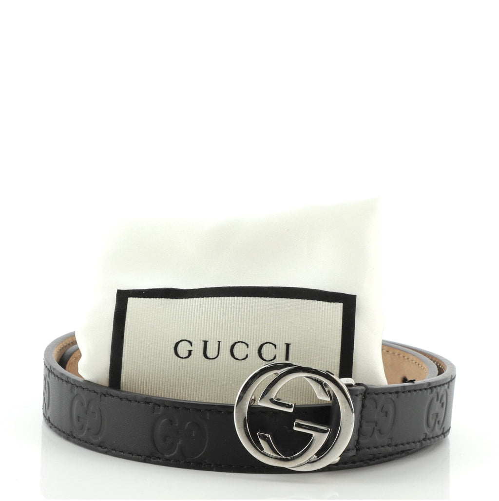 Kid's Interlocking G Belt Guccissima Leather Thin 55
