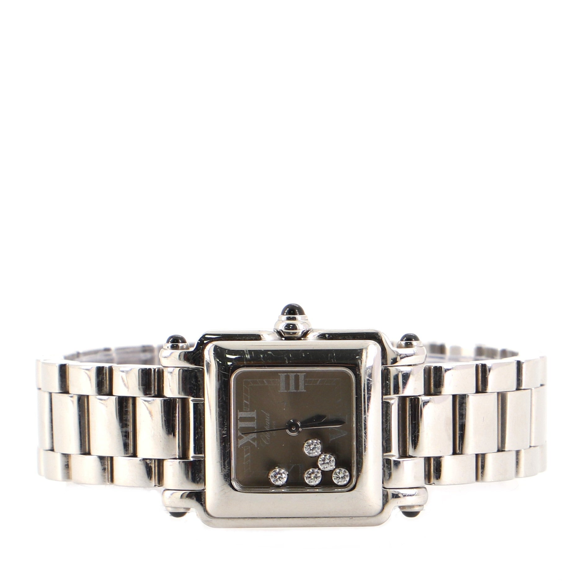 Happy Sport Square Quartz Watch Stainless Steel with Diamonds 27