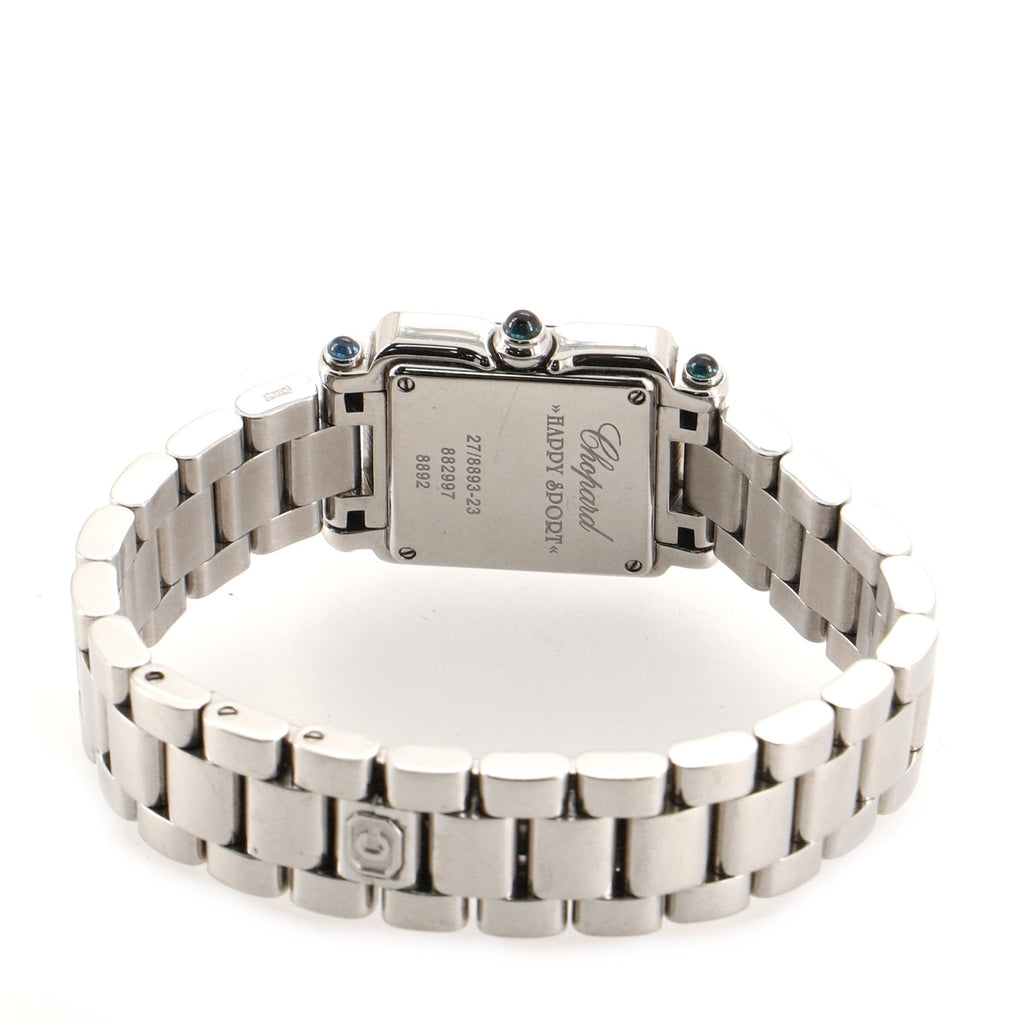 Happy Sport Square Quartz Watch Stainless Steel with Diamonds 27