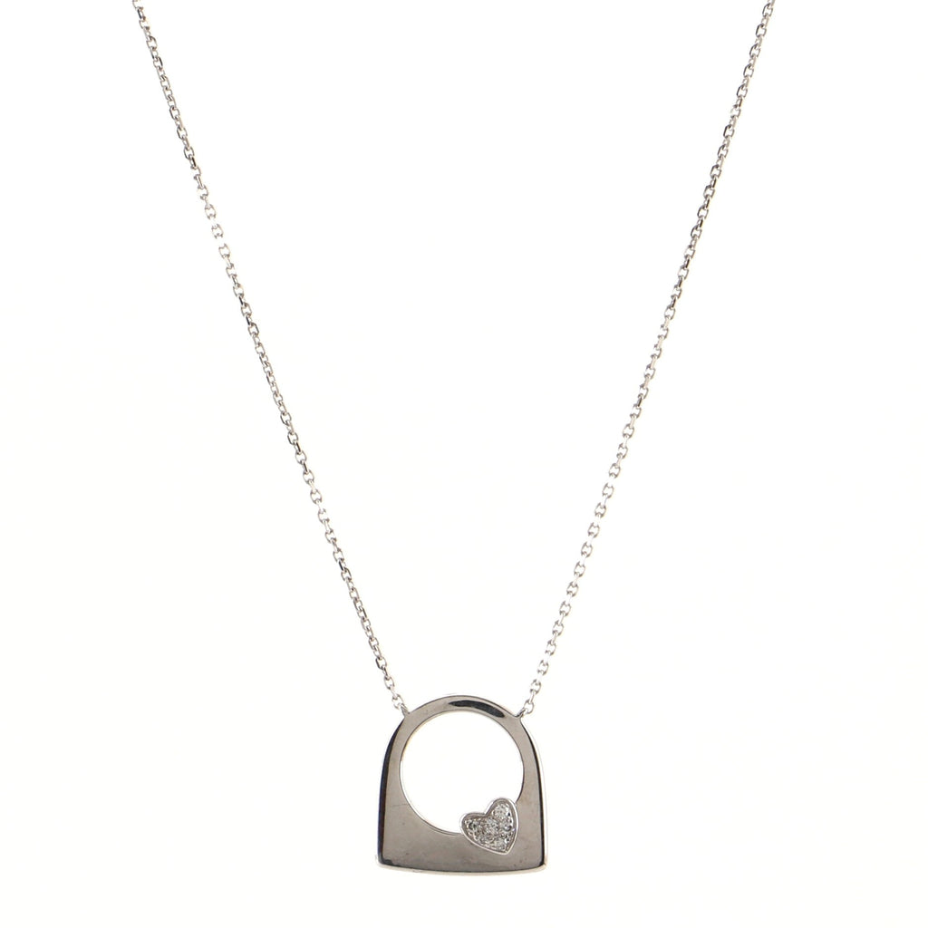 Success Heart Pendant Necklace 18K White Gold with Diamonds