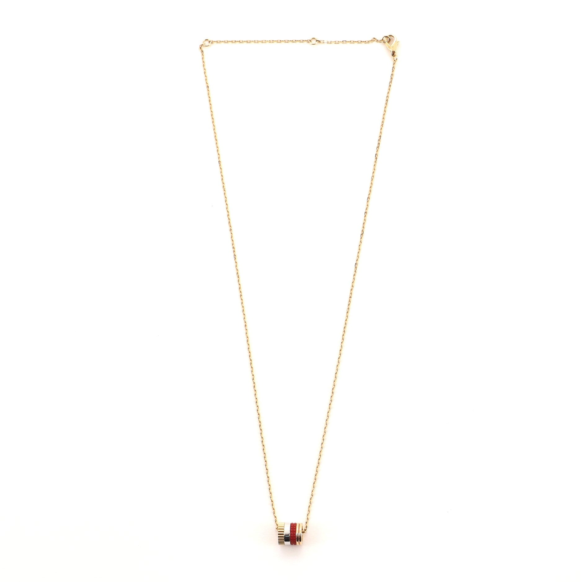 Quatre Classique Pendant Necklace 18K Tricolor Gold, Ceramic and Diamond