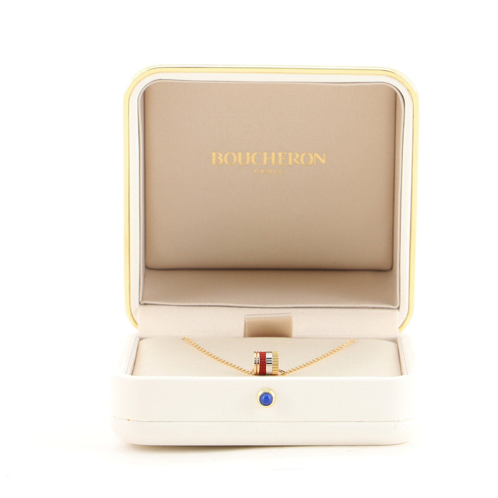 Quatre Classique Pendant Necklace 18K Tricolor Gold, Ceramic and Diamond