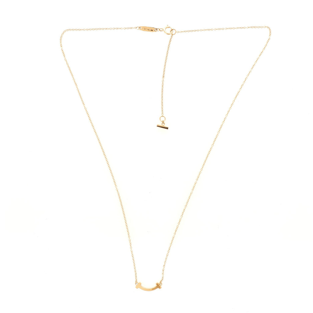 T Smile Pendant Necklace 18K Yellow Gold Mini