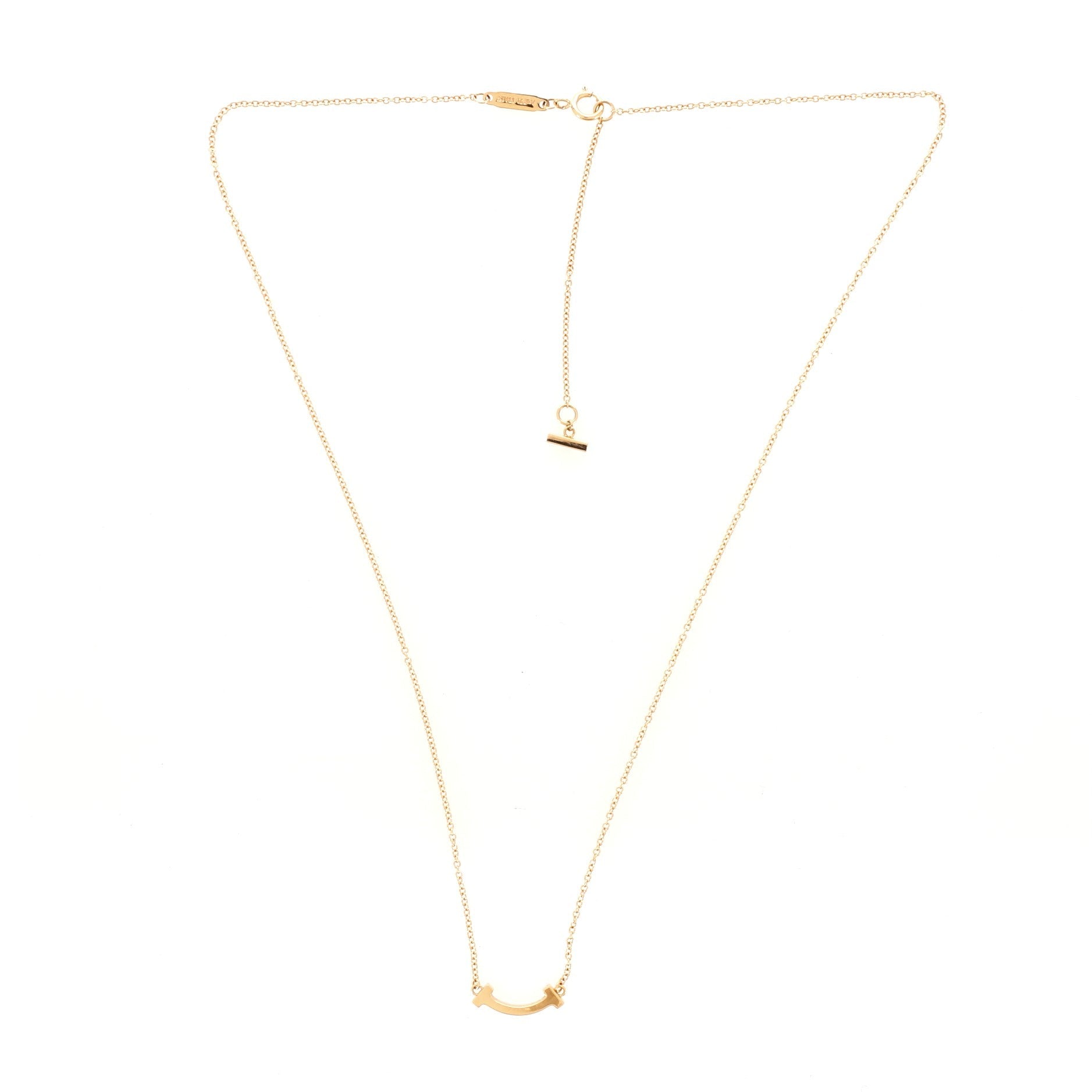 T Smile Pendant Necklace 18K Yellow Gold Mini