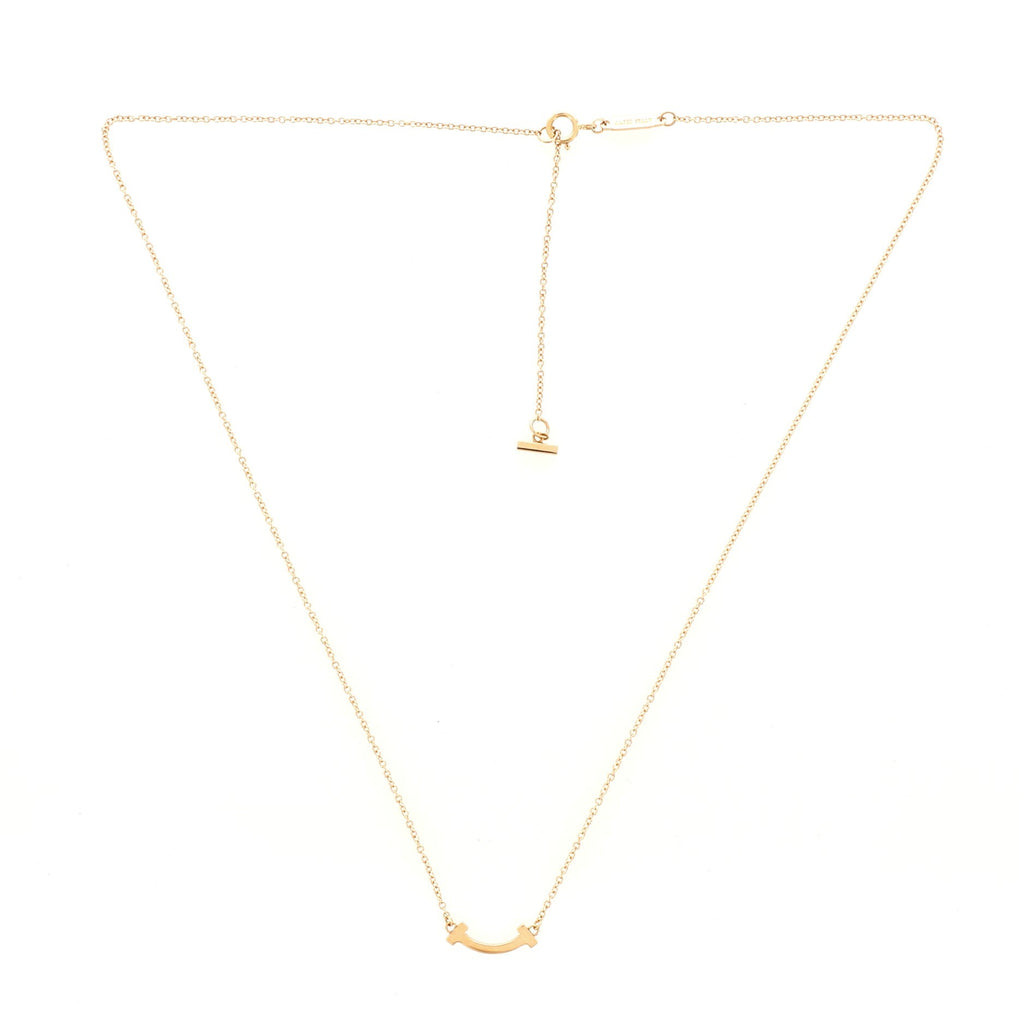 T Smile Pendant Necklace 18K Yellow Gold Mini