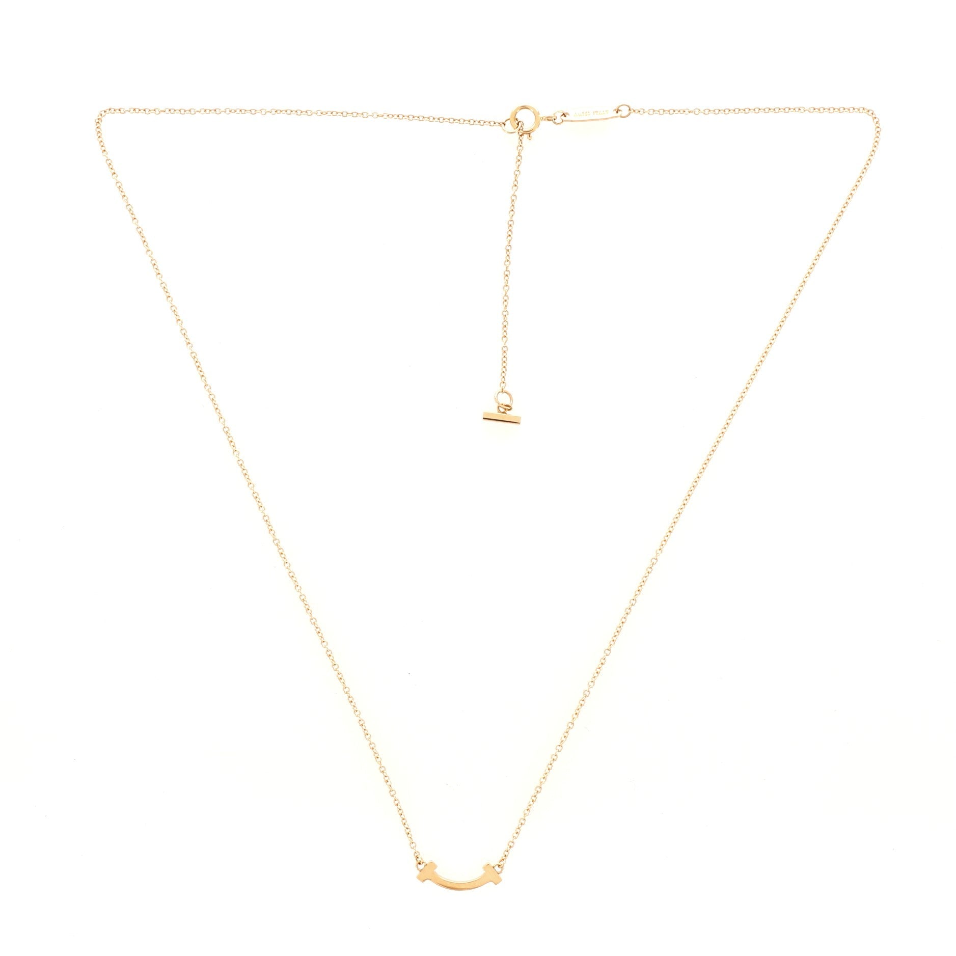 T Smile Pendant Necklace 18K Yellow Gold Mini
