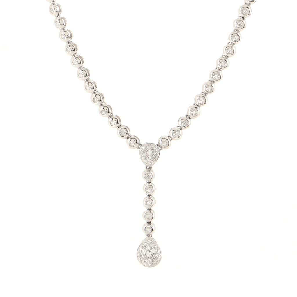 Teardrop Pendant Necklace 18K White Gold and Diamonds