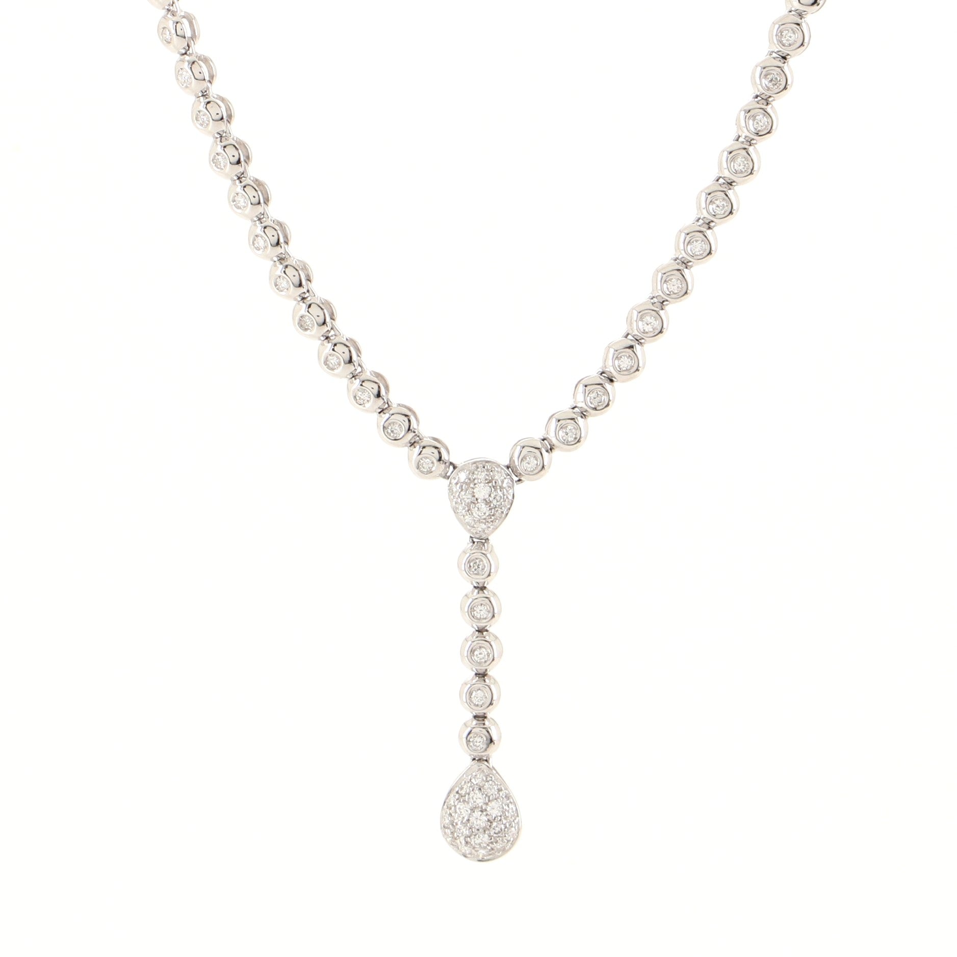 Teardrop Pendant Necklace 18K White Gold and Diamonds