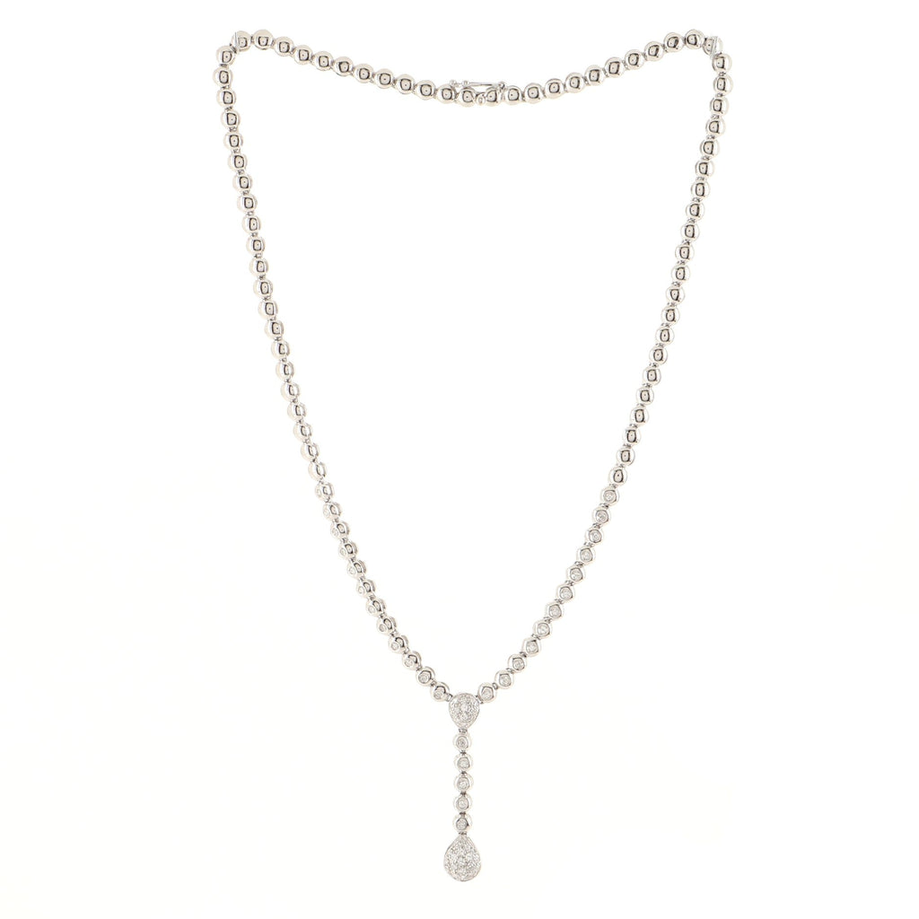 Teardrop Pendant Necklace 18K White Gold and Diamonds