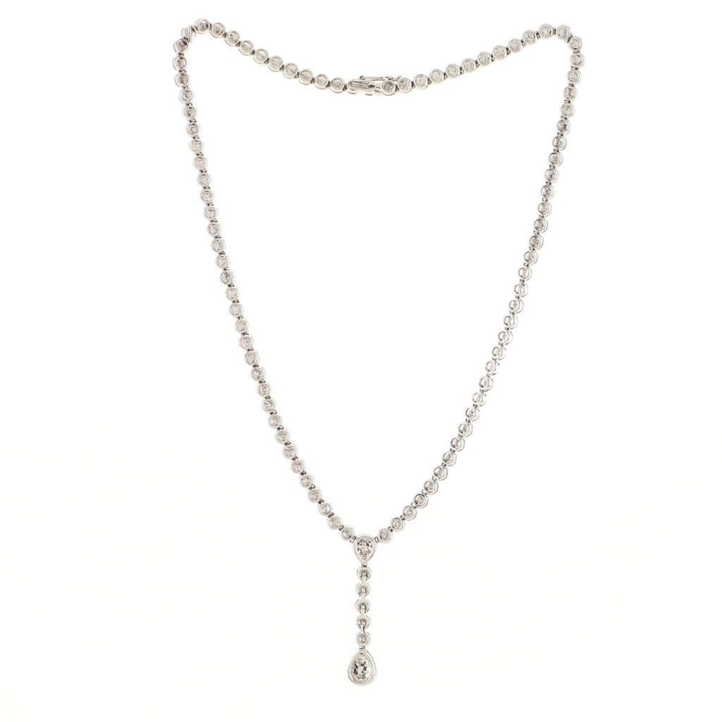 Teardrop Pendant Necklace 18K White Gold and Diamonds