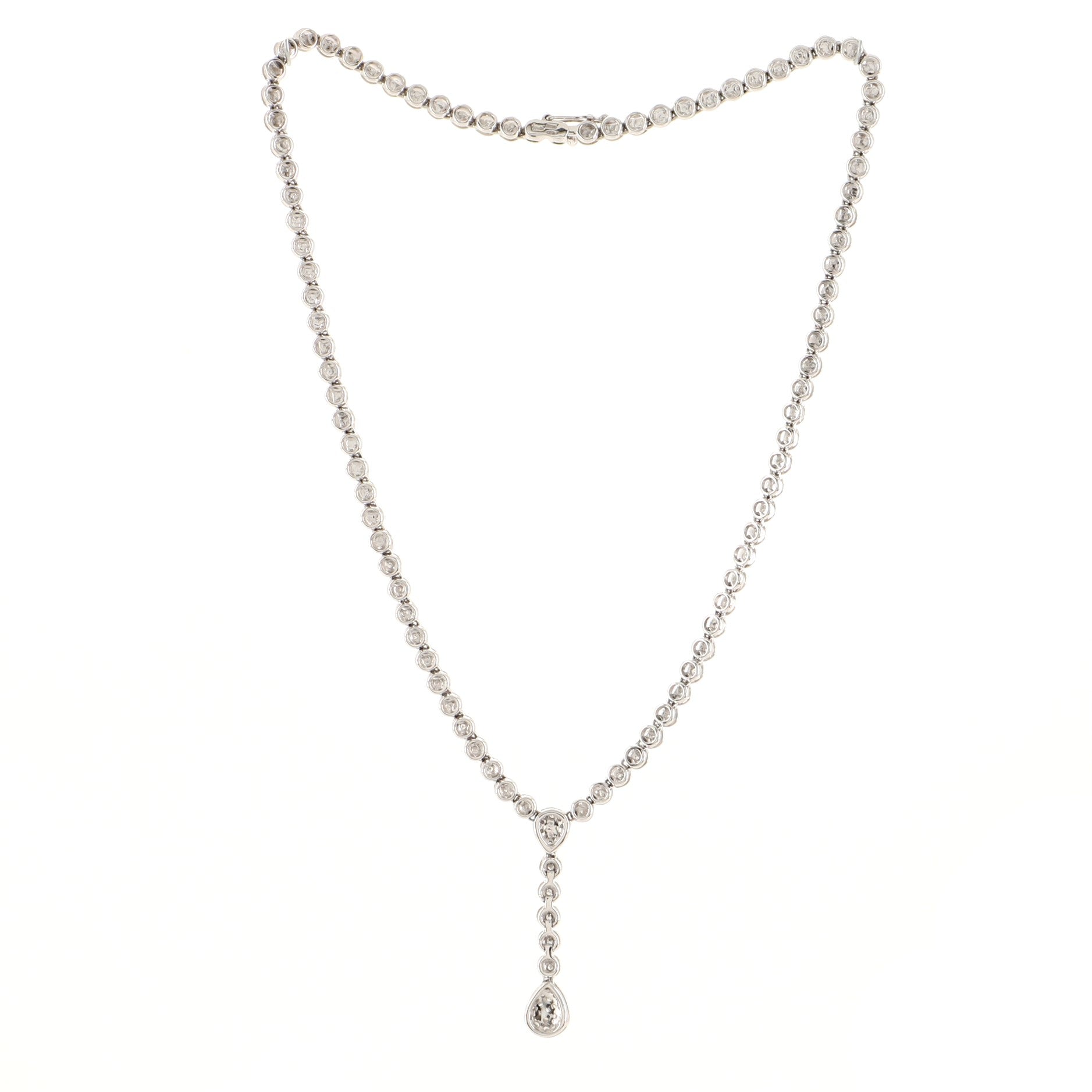 Teardrop Pendant Necklace 18K White Gold and Diamonds