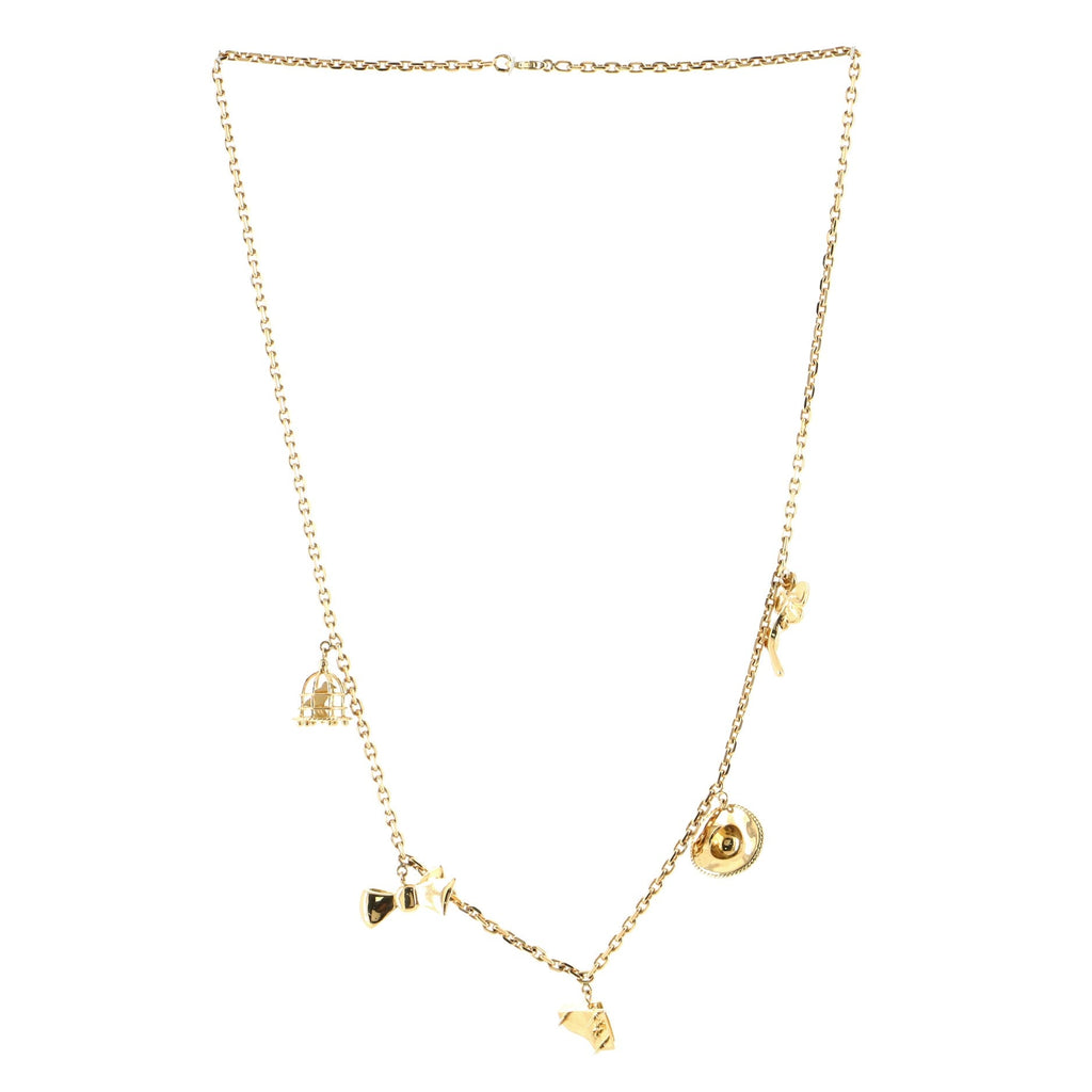 Vintage 5 Charm 18K Yellow Gold Necklace