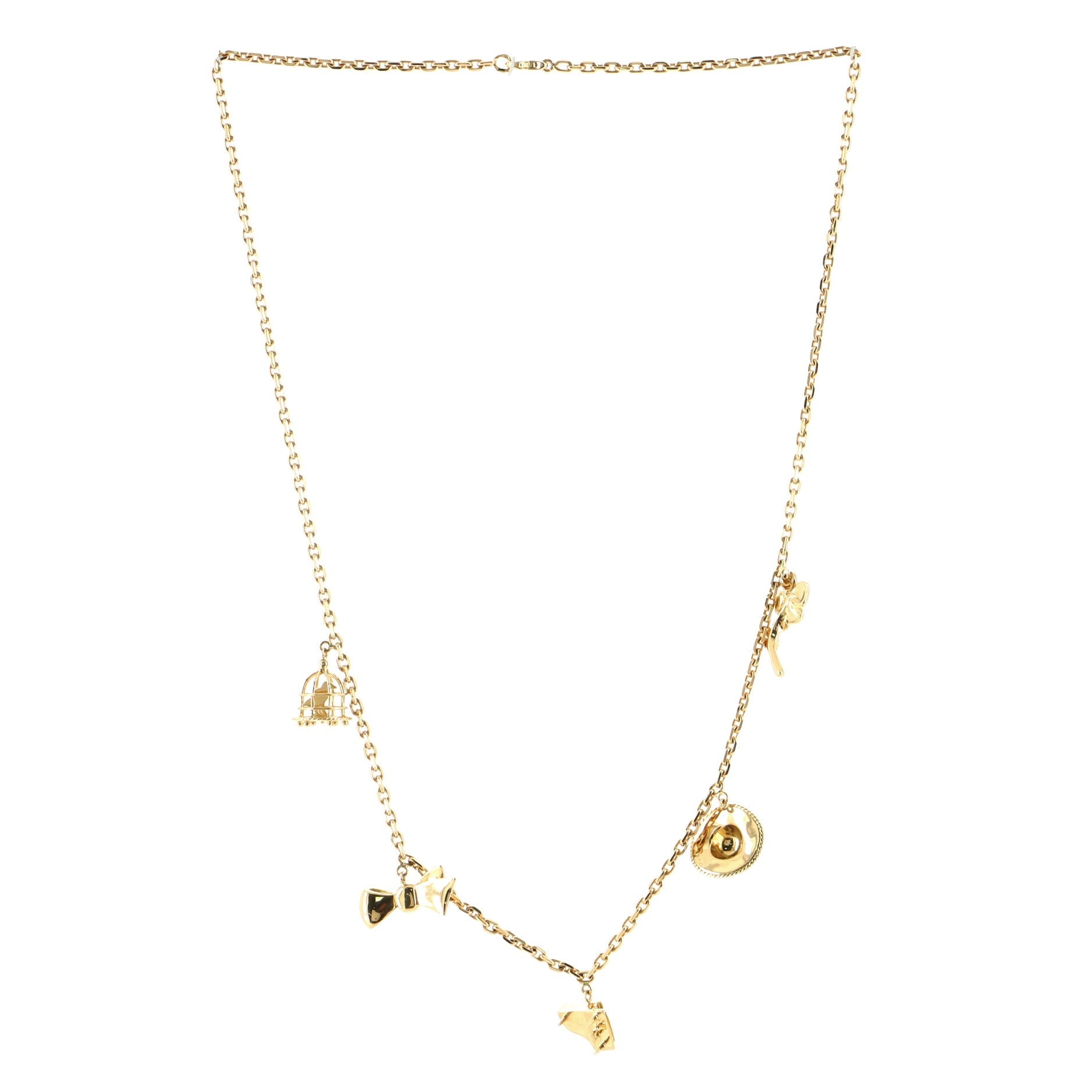 Vintage 5 Charm 18K Yellow Gold Necklace