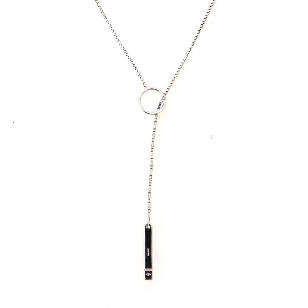 Logo Lariat 18K White Gold Necklace