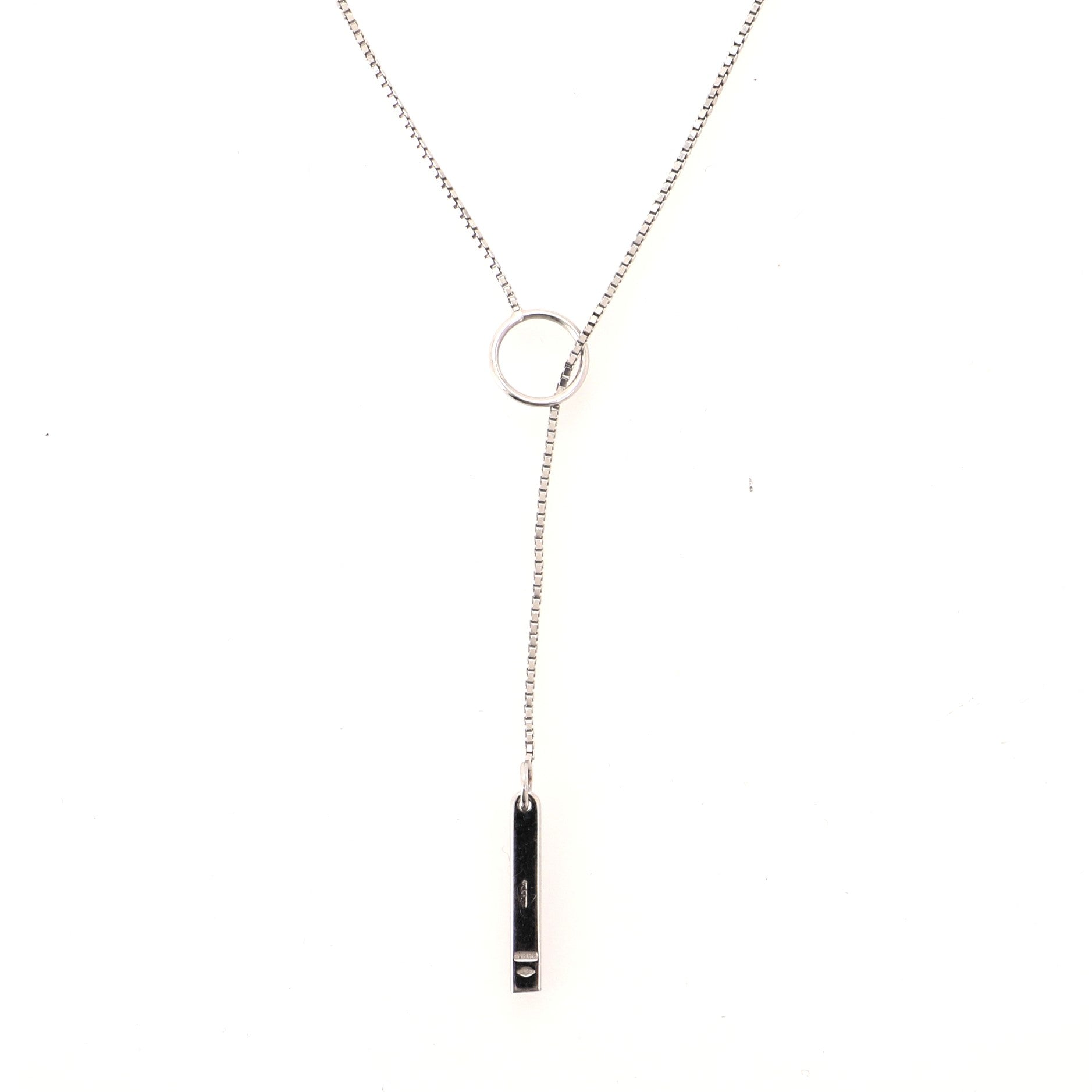 Logo Lariat 18K White Gold Necklace
