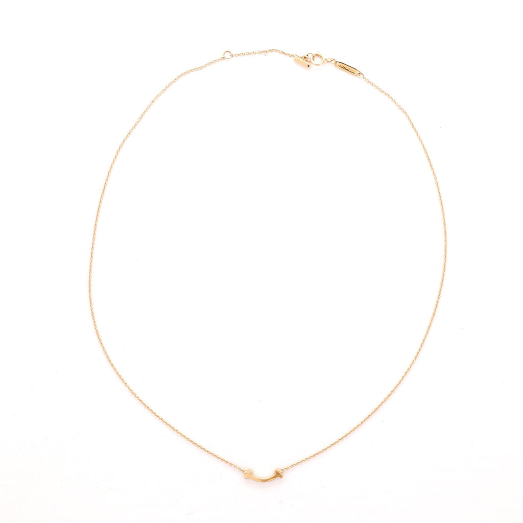 T Smile Pendant 18K Rose Gold with Diamonds Mini Necklace