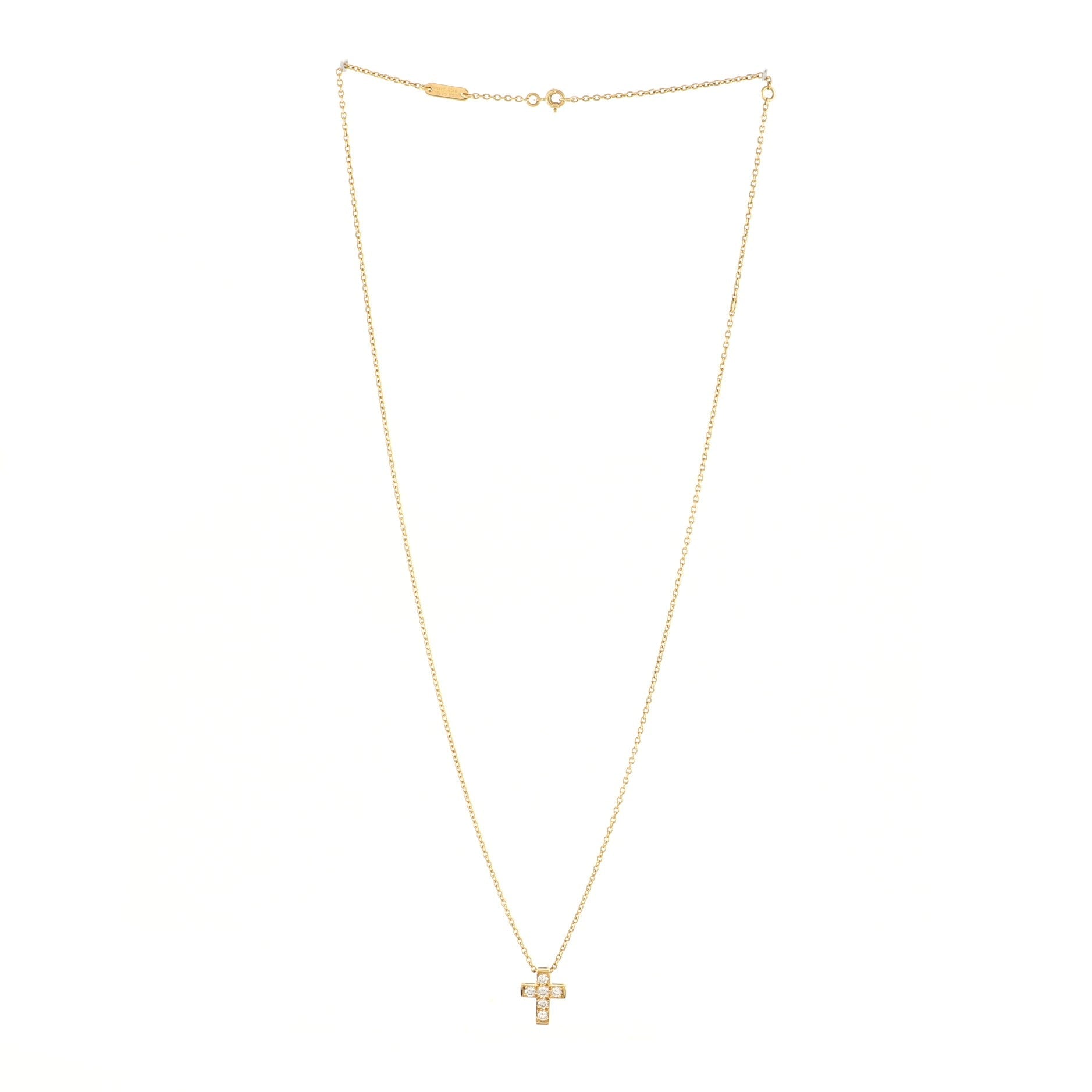 Cross Pendant 18K Yellow Gold and Diamonds Necklace