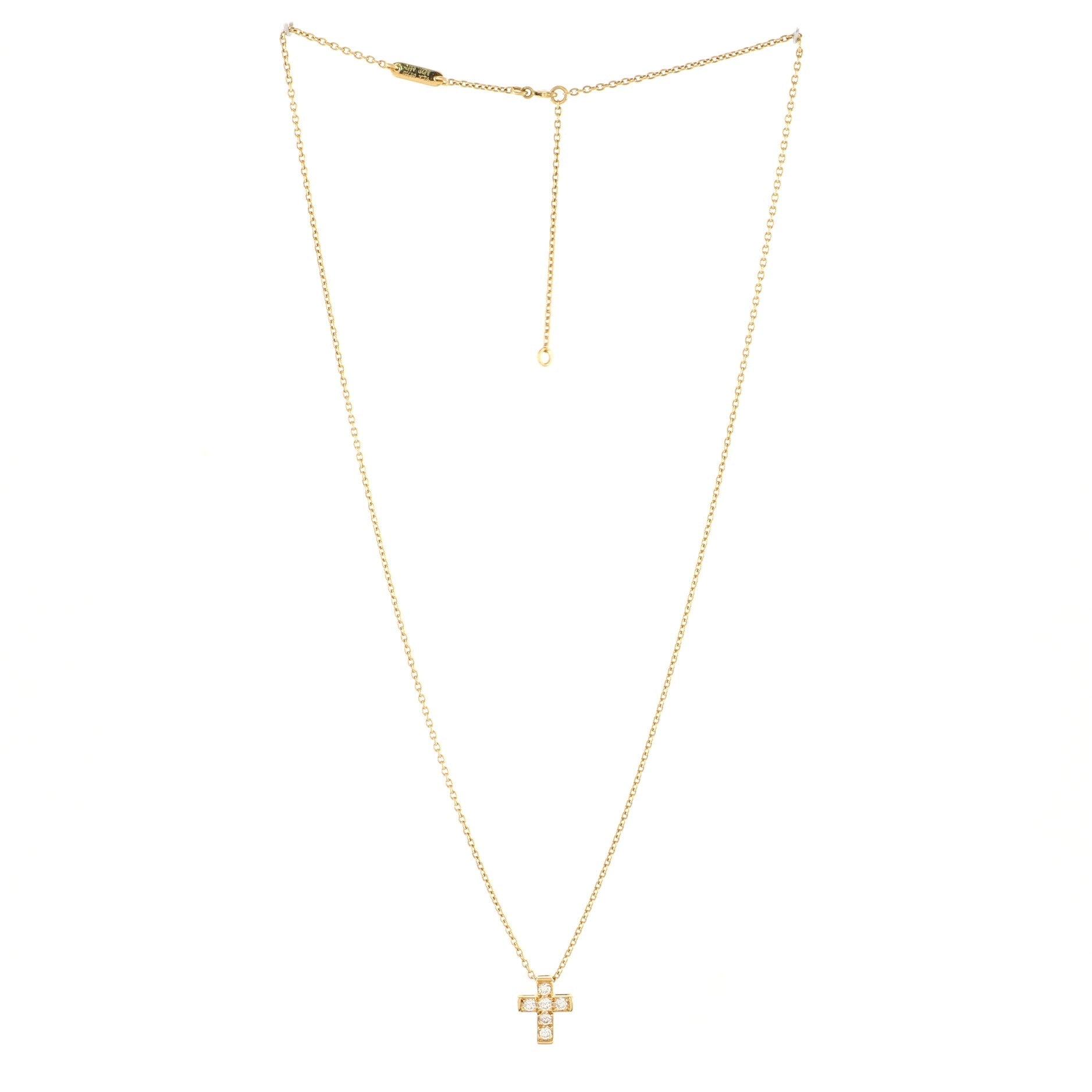 Cross Pendant 18K Yellow Gold and Diamonds Necklace