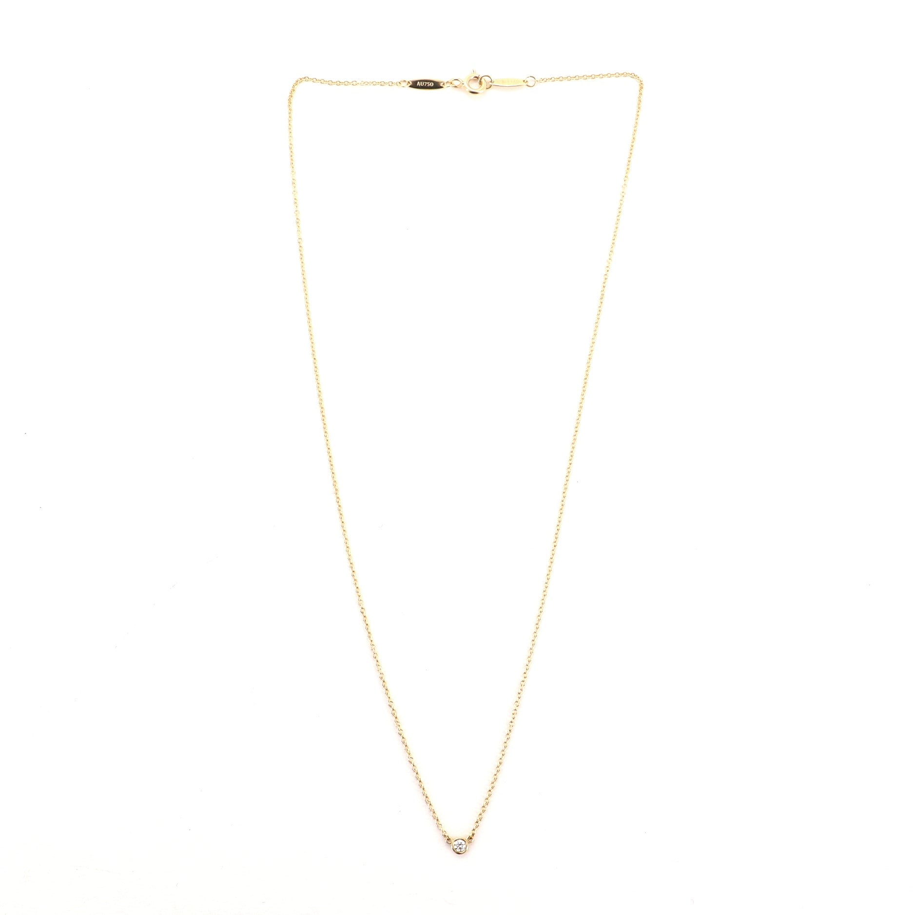 Elsa Peretti Diamonds By The Yard Pendant Necklace 18K Yellow Gold with Diamond .05CT