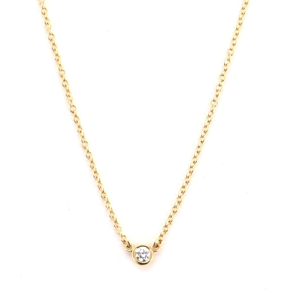 Elsa Peretti Diamonds By The Yard Pendant Necklace 18K Yellow Gold with Diamond .05CT