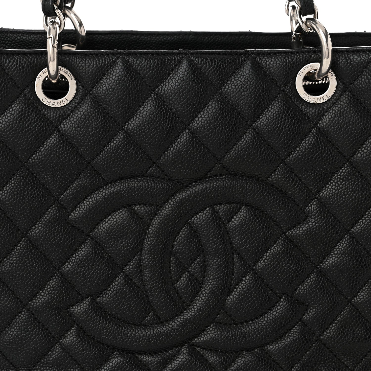 Caviar Quilted Grand Shopping Tote GST Black