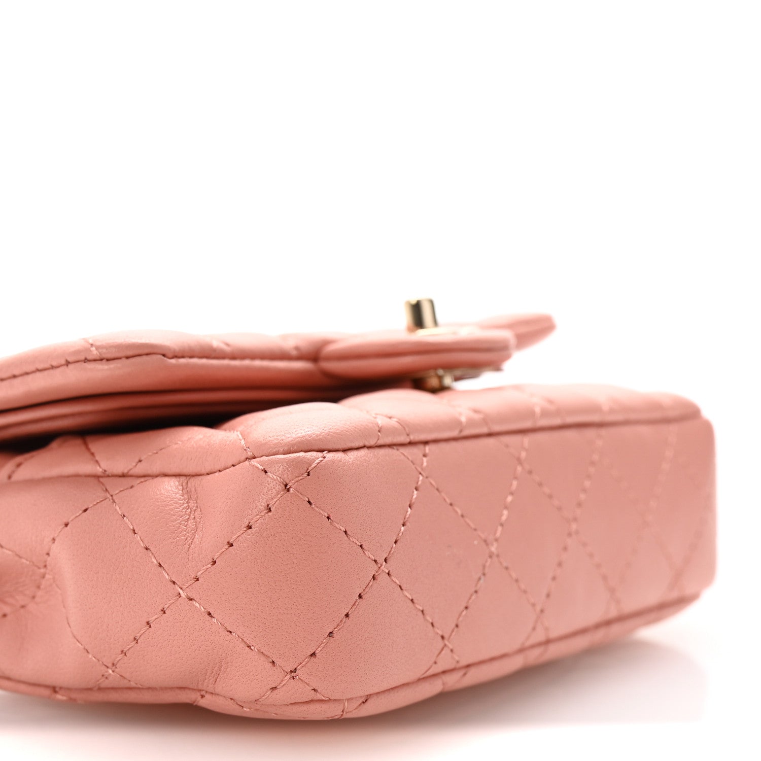 Lambskin Quilted Mini Double Flap With Hook Coral