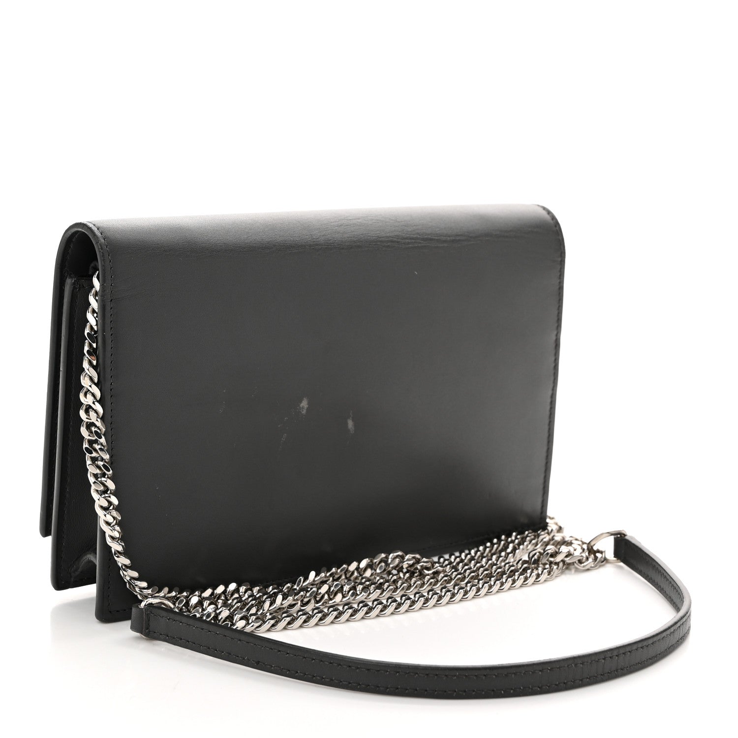 Smooth Calfskin Classic Monogram Kate Tassel Chain Wallet Asphalt
