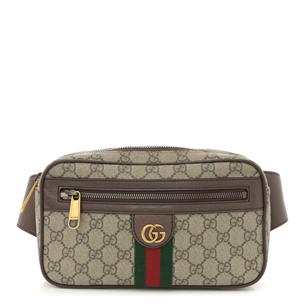 Soft GG Supreme Monogram Medium Ophidia Belt Bag Dark Brown