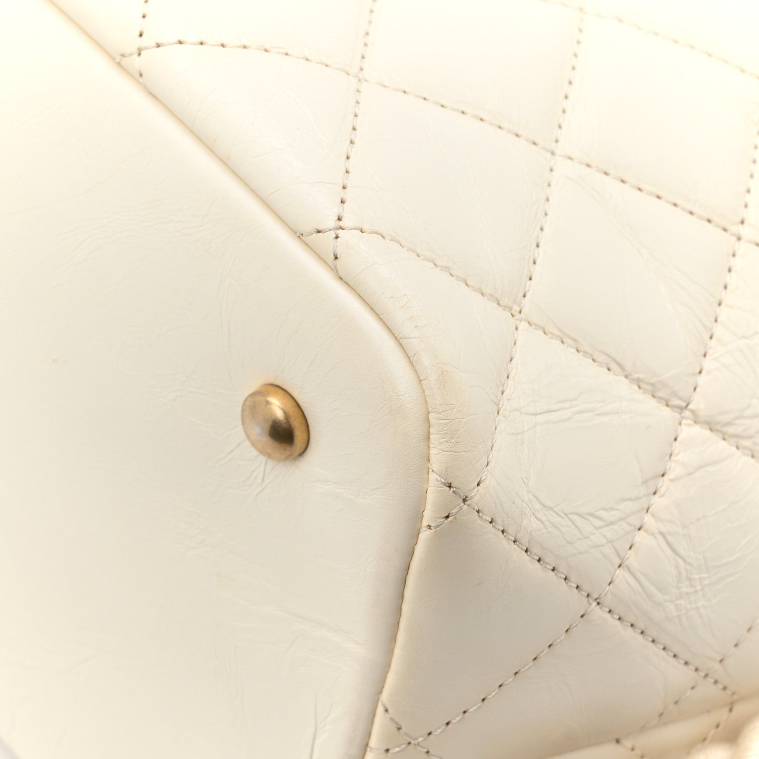 Crumpled Calfskin En Vogue Rope Hobo Bag White